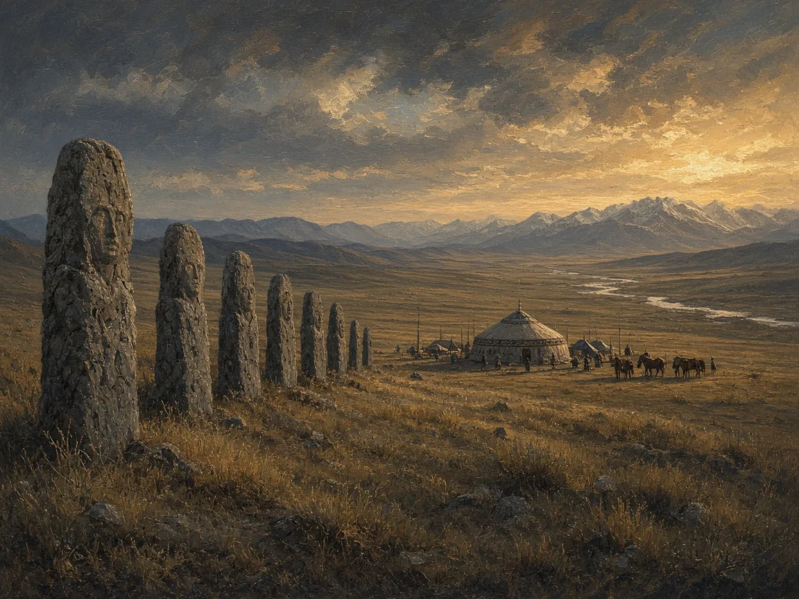 Illustration of Turkic Khaganate landscape