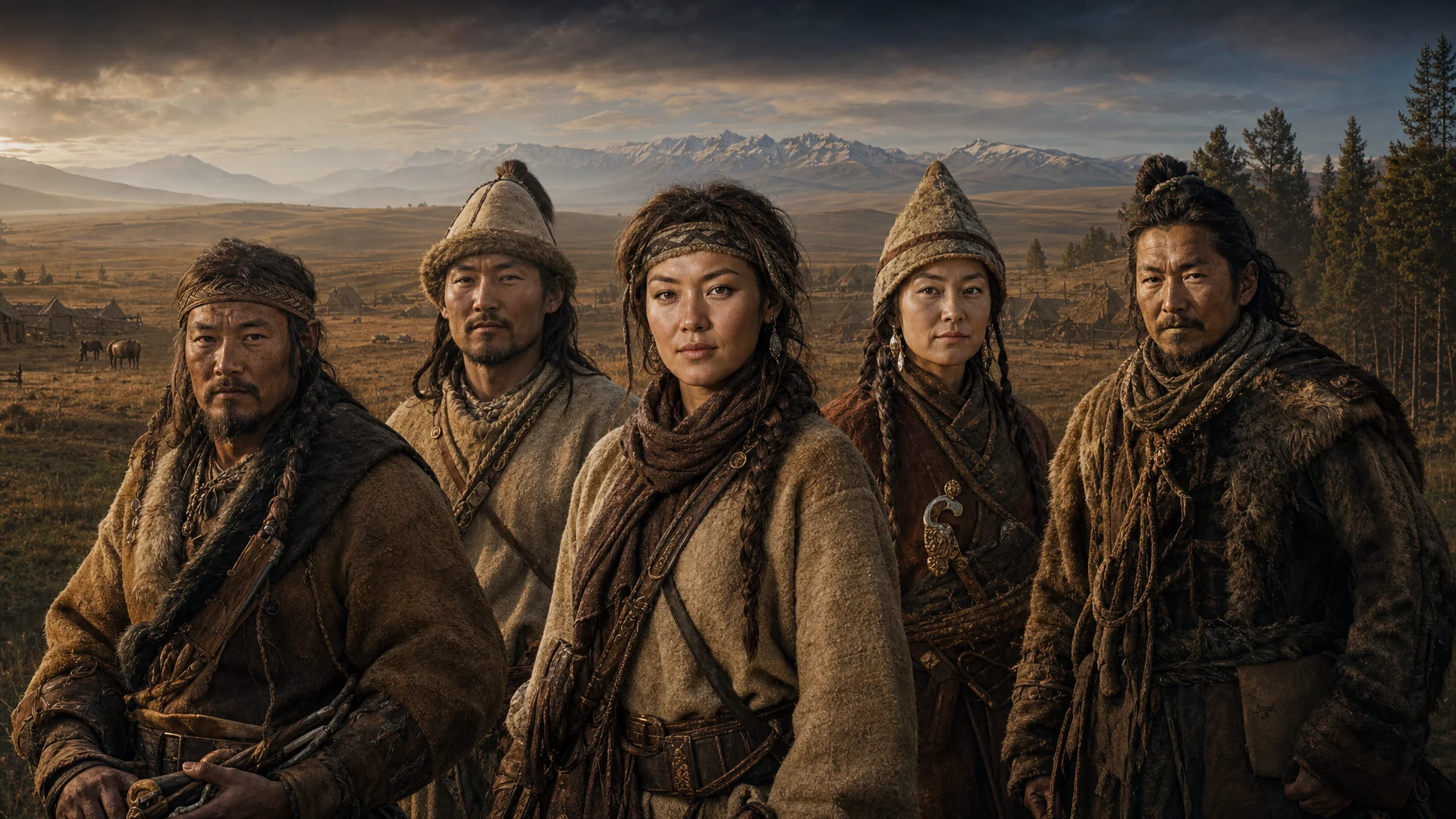 AI-generated editorial illustration representing ancient Central Asian steppe and Siberian cultures