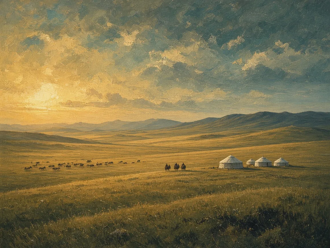 Illustration of Steppe landscape