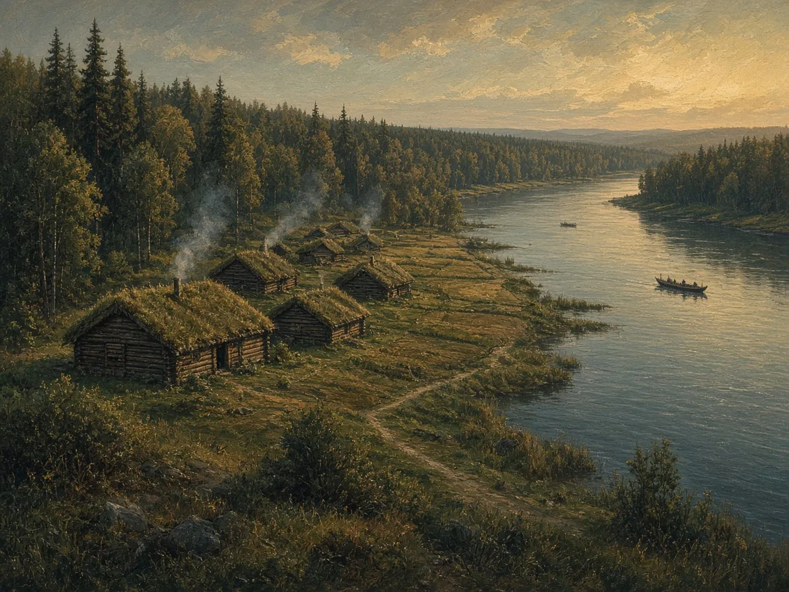 Illustration of Migration Period landscape