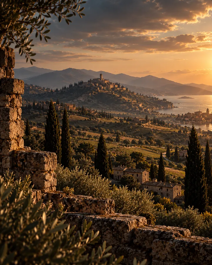 AI-generated illustration of ancient Italian ruins