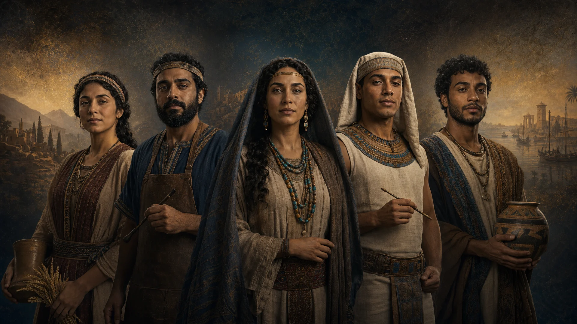AI-generated editorial illustration representing ancient Near Eastern and North African cultures