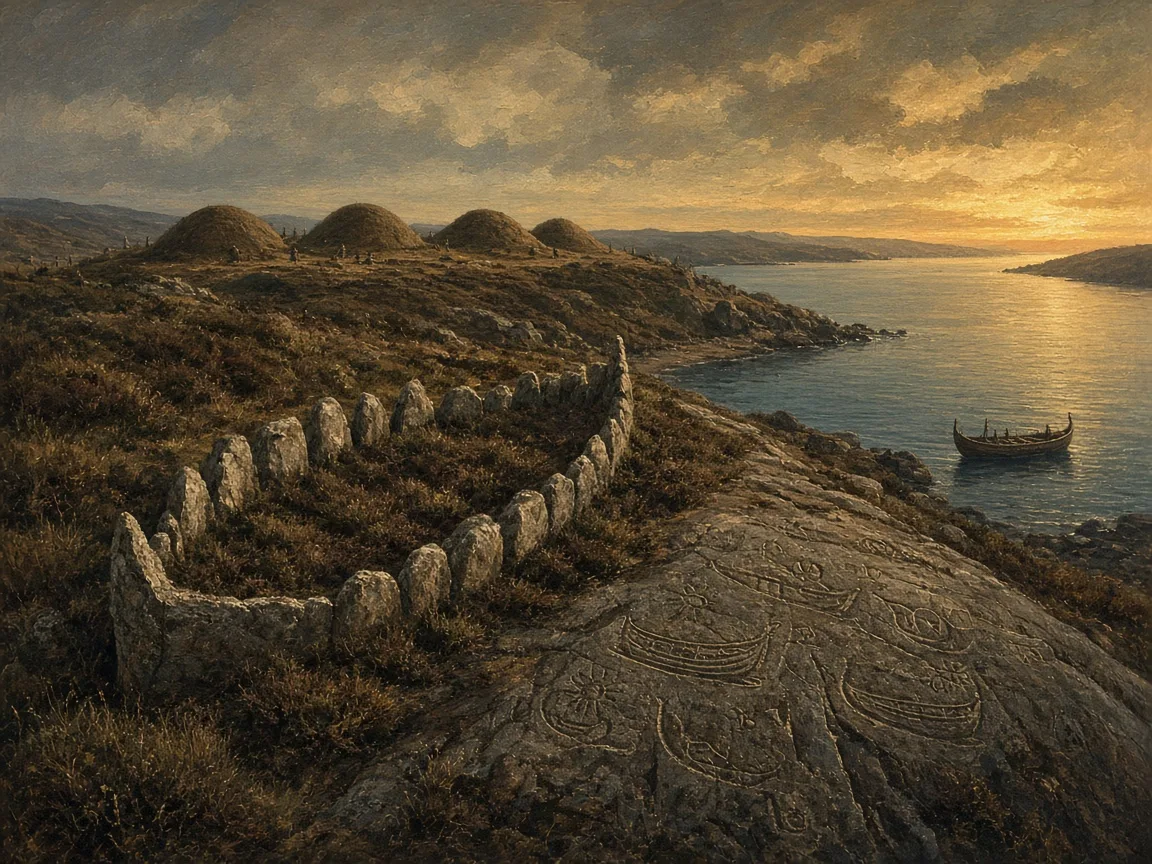 Illustration of Nordic Bronze Age landscape