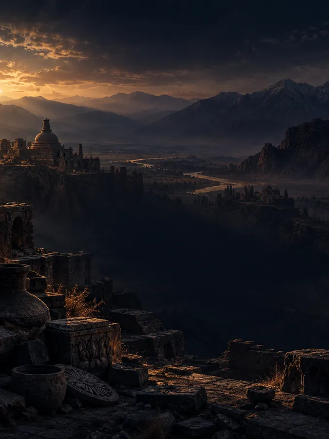 AI-generated illustration evoking the Iron Age / Gandhara period