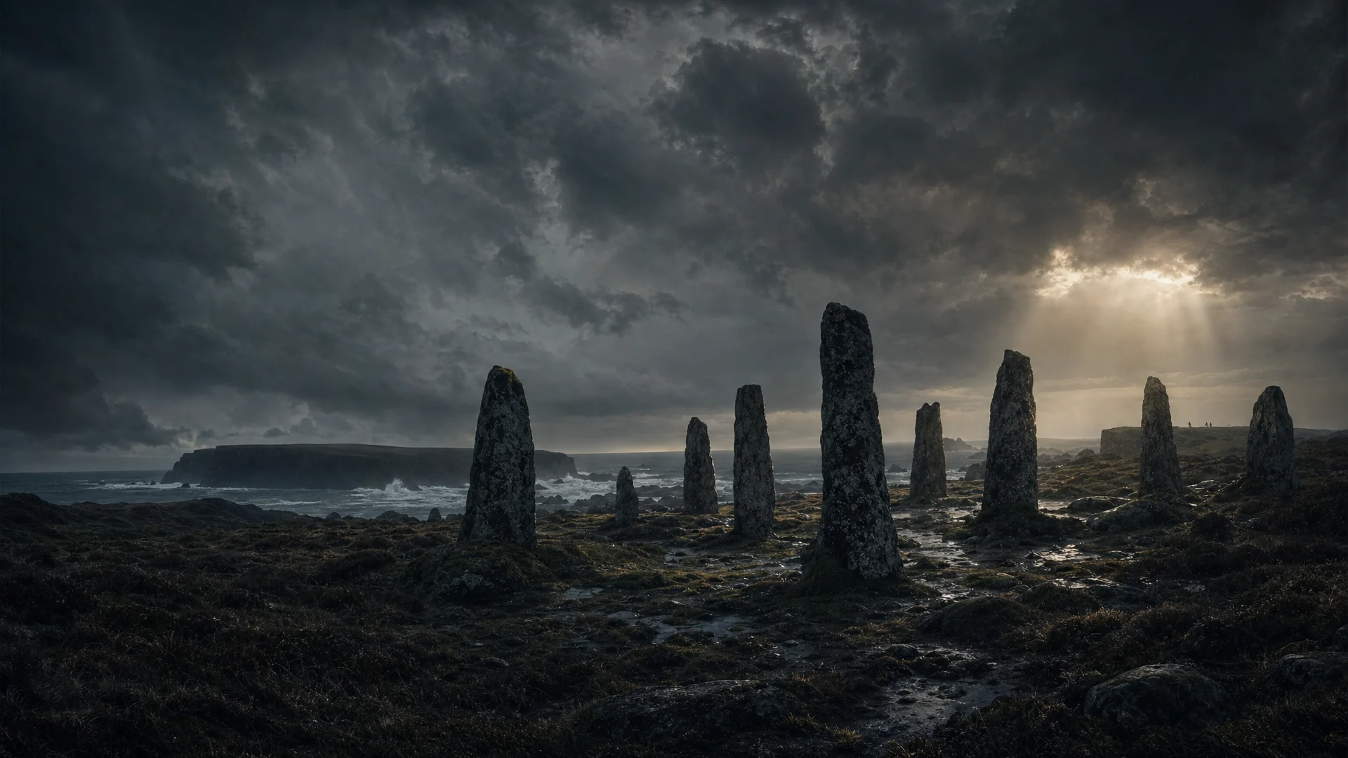 AI-generated editorial illustration representing ancient cultures of the British Isles
