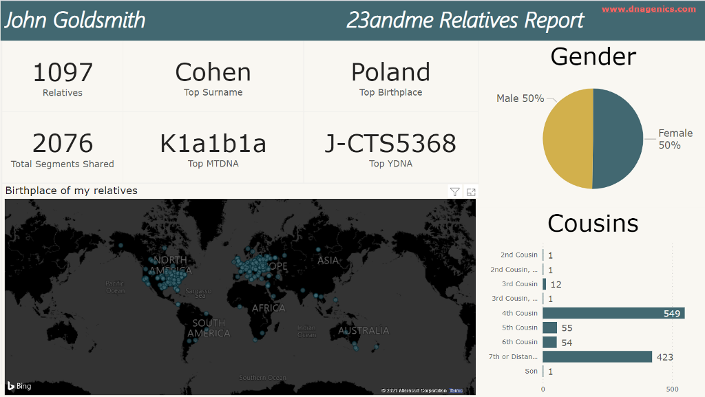 23andme Relatives Report (DNA matches analysis)